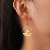 Whale Tail Earrings with Wave | Ocean-inspired Jewelry - Tecwwa