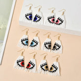 Bohemian beaded souvenir earrings Length with hooks - Tecwwa