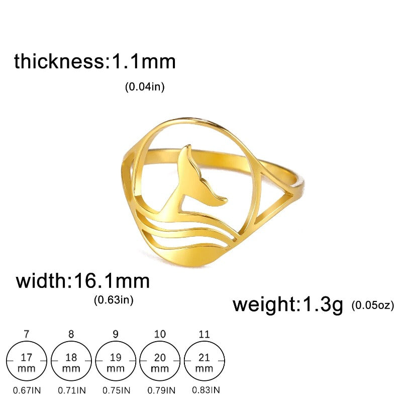 Whale Tail Sterling Silver Ring - Tecwwa