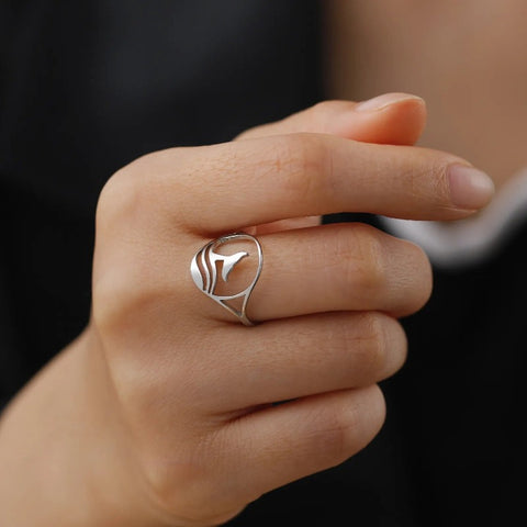 Whale Tail Sterling Silver Ring - Tecwwa