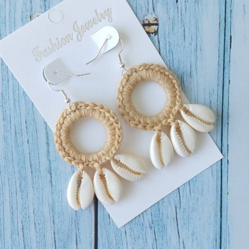 Discover Handmade Crochet and shells Earrings - Tecwwa