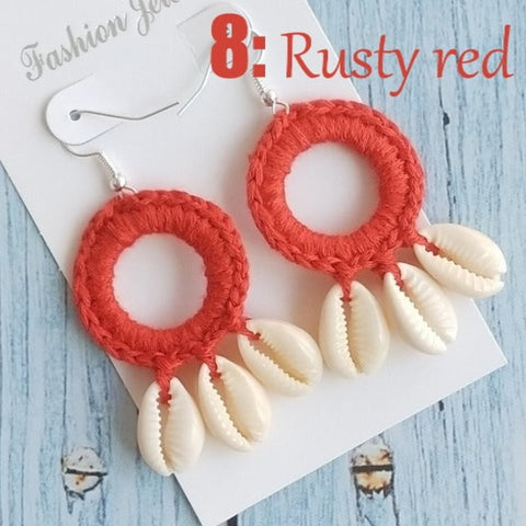 Discover Handmade Crochet and shells Earrings - Tecwwa