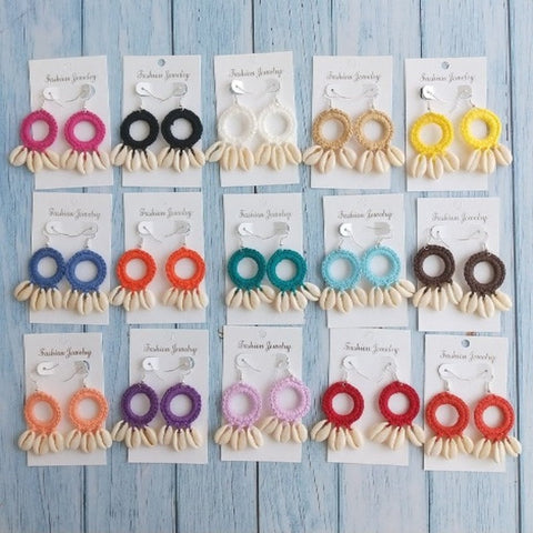 Discover Handmade Crochet and shells Earrings - Tecwwa