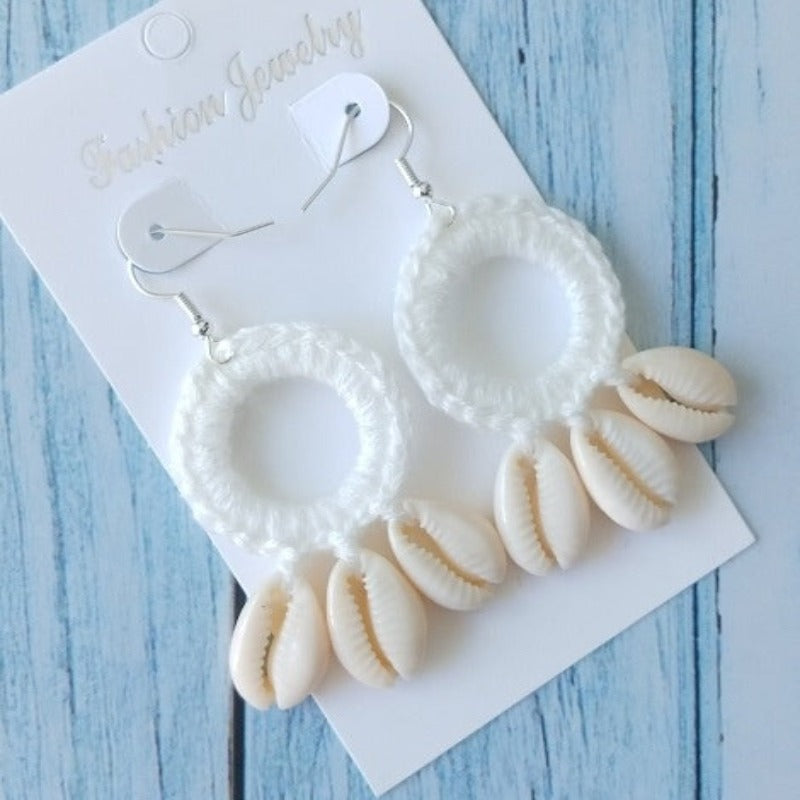 Discover Handmade Crochet and shells Earrings - Tecwwa
