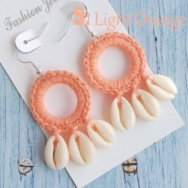 Discover Handmade Crochet and shells Earrings - Tecwwa