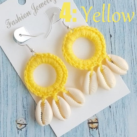 Discover Handmade Crochet and shells Earrings - Tecwwa