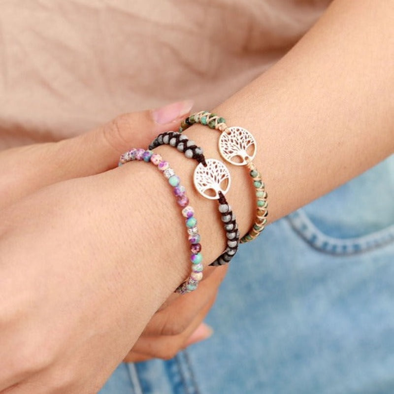 Natural Stone Healing Bracelet Tree Of Life - Tecwwa