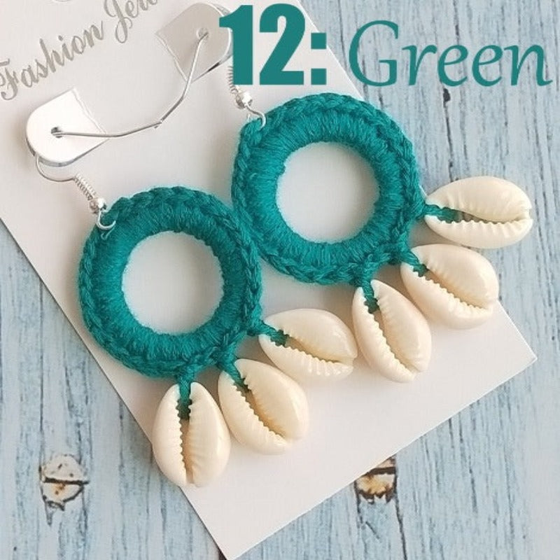 Discover Handmade Crochet and shells Earrings - Tecwwa