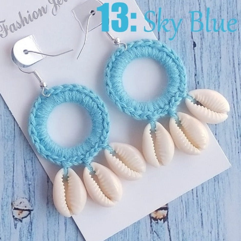 Discover Handmade Crochet and shells Earrings - Tecwwa