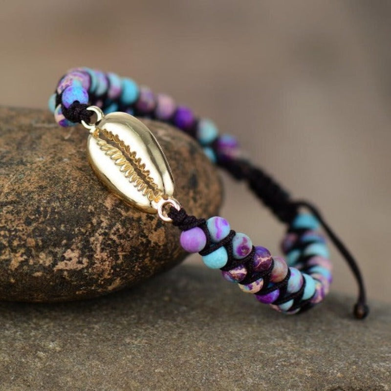 Stone Bead Cowrie Shell Bracelet - Bracelets