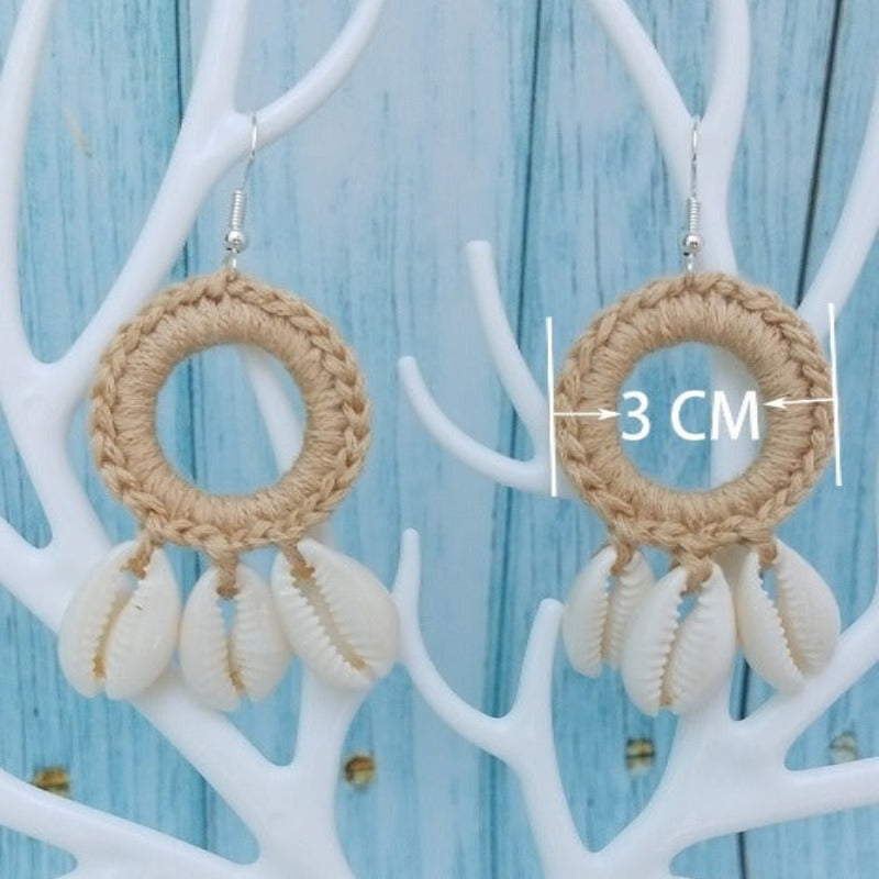 Discover Handmade Crochet and shells Earrings - Tecwwa